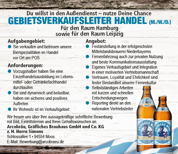 Gebietsverkaufsleiter Handel für Raum Hamburg und Leipzig (m./w./d.)